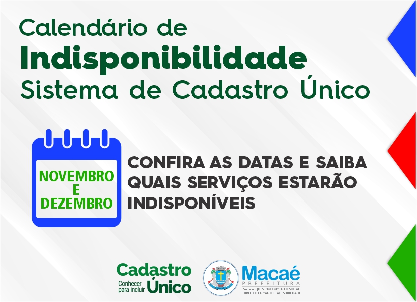 Sistema CadÚnico ficará indisponível entre 28 de novembro e 1º de dezembro