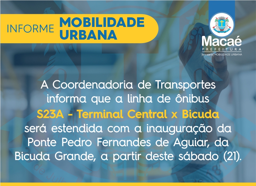 Linha de ônibus será ampliada com inauguração da Ponte da Bicuda Pequena