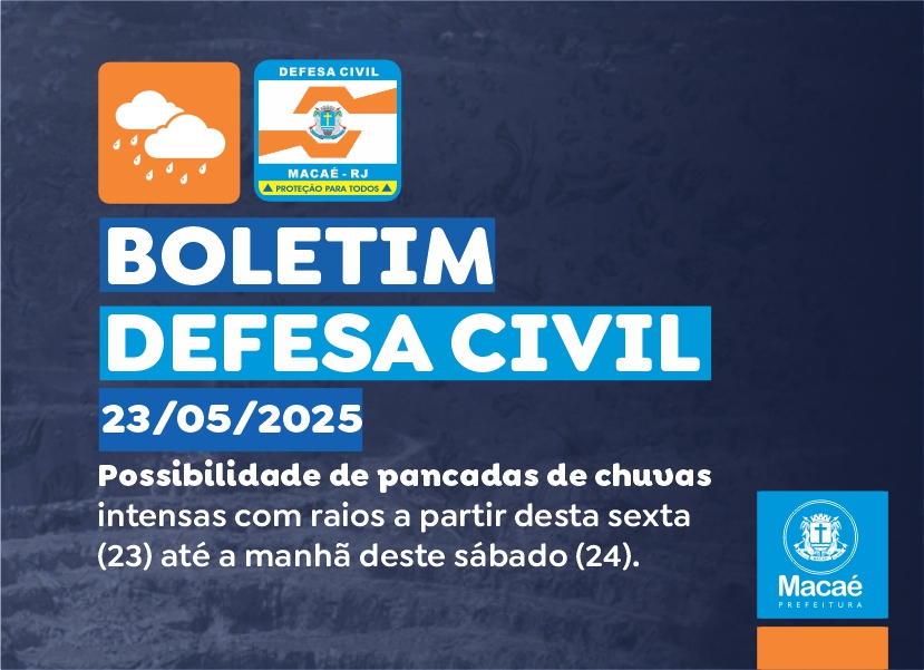 Defesa Civil alerta para possibilidade de chuvas intensas e chegada de frente fria