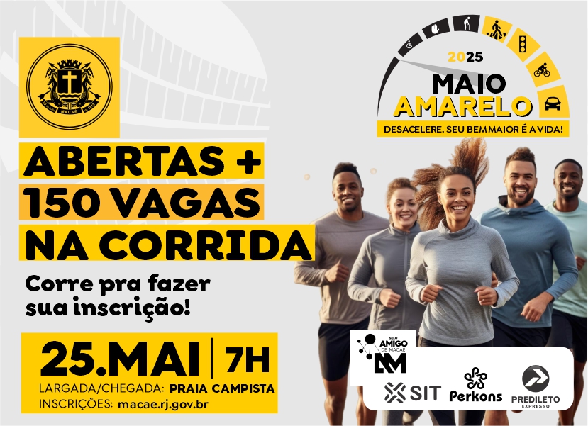 Abertas 150 novas vagas para a corrida do Maio Amarelo