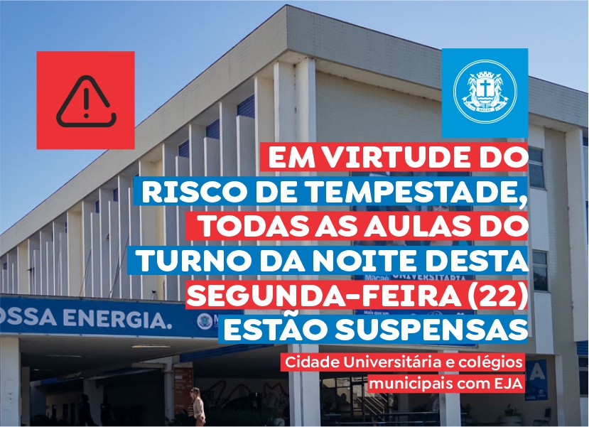 Alerta de chuvas: aulas canceladas nesta segunda-feira