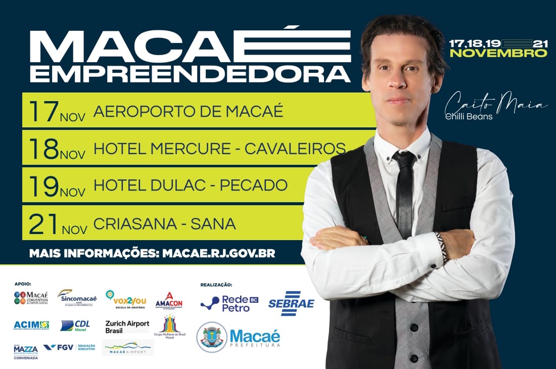 Caito Maia, fundador da Chilli Beans, ministra palestra Master no Macaé Empreendedora na terça (18)