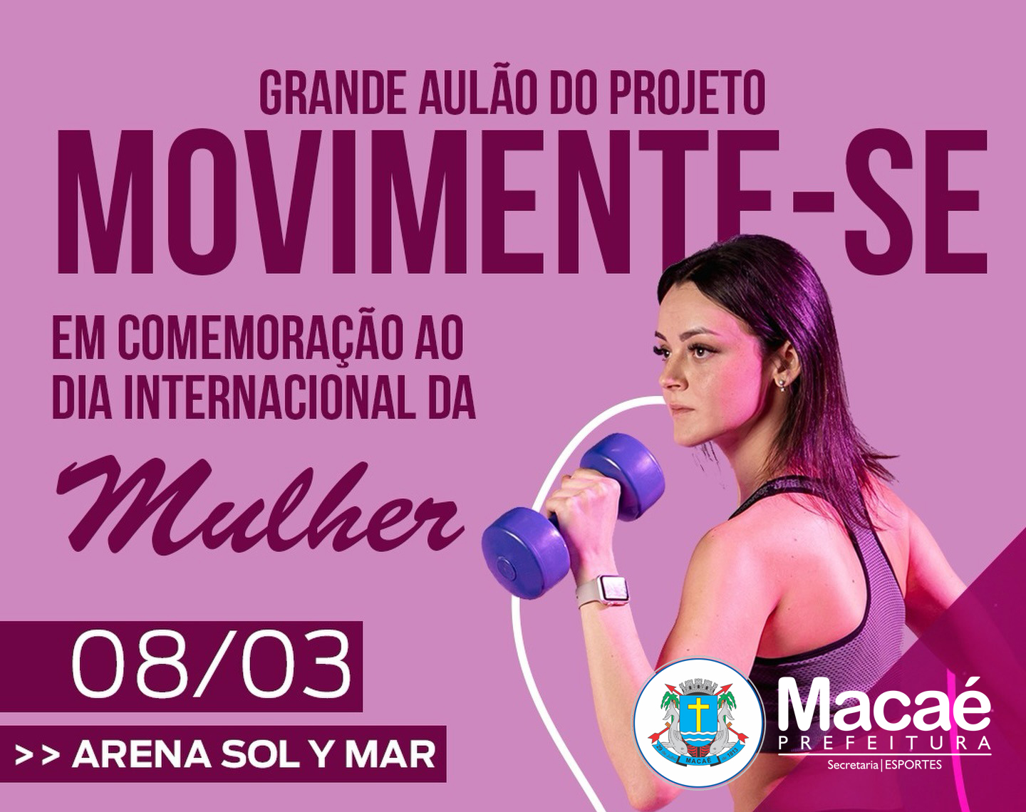 Projeto Movimente-se terá aulão em homenagem ao Dia da Mulher
