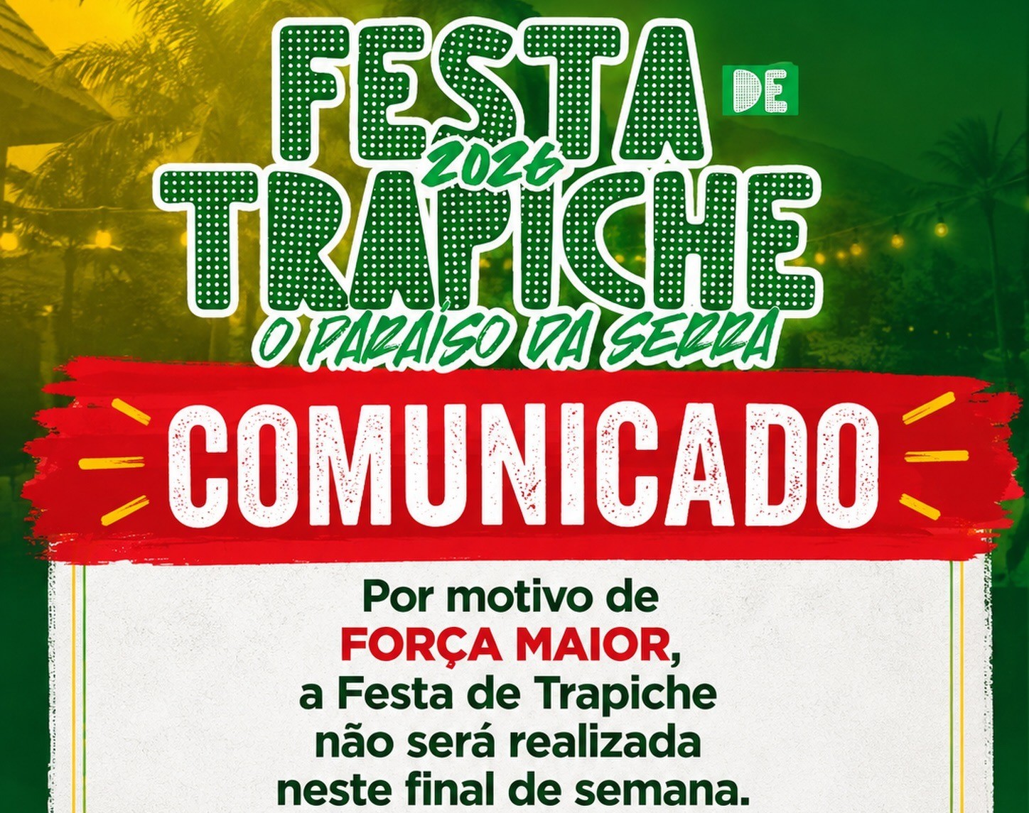 Festa do Trapiche é adiada para outubro