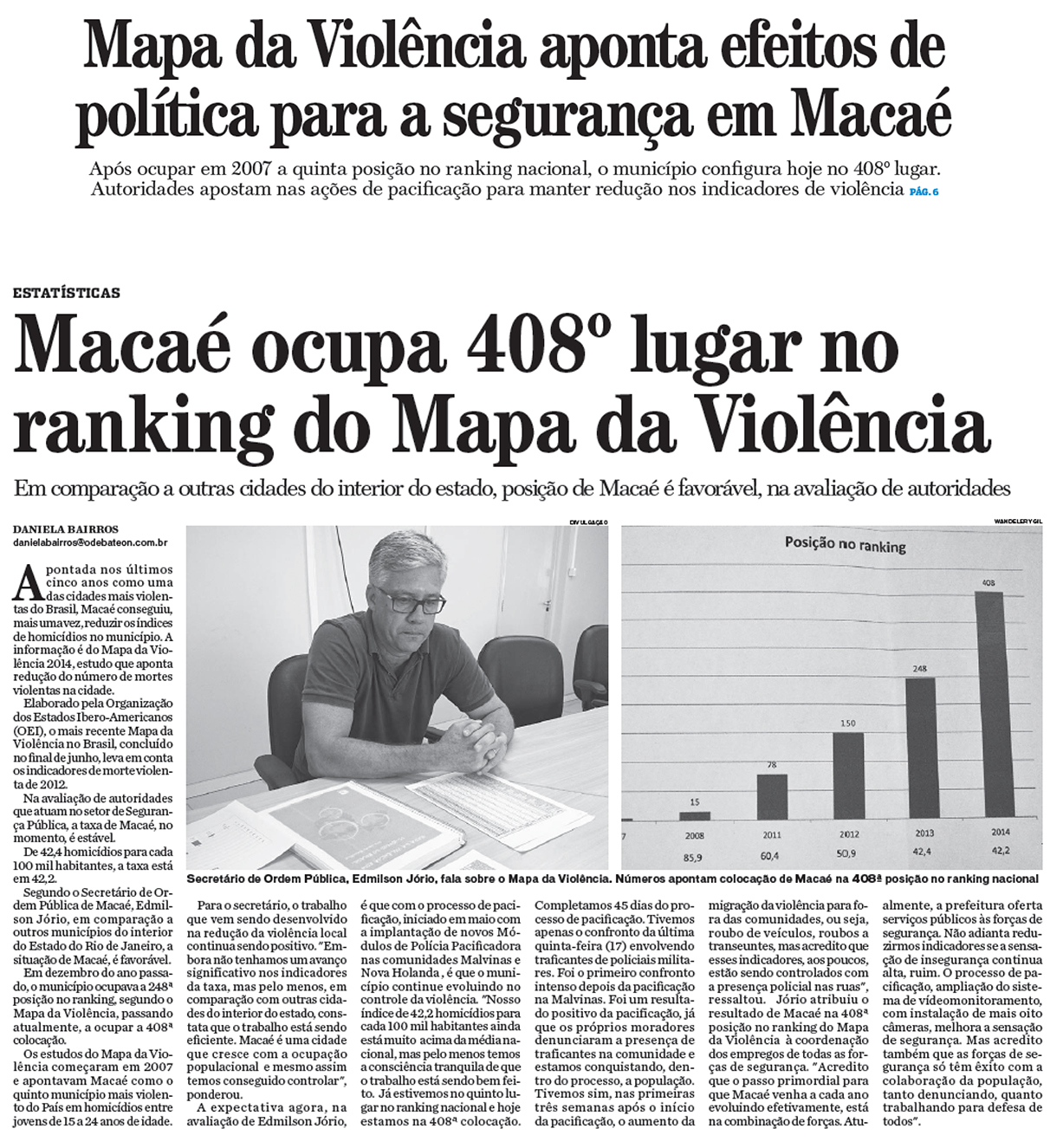 Layout da matéria de jornal na íntegra